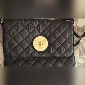 DKNY Quilted Black Bag with Gold Accent